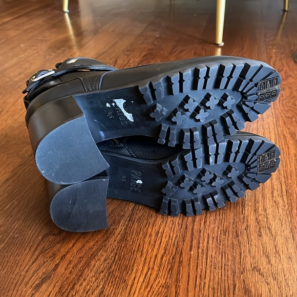 New Paige Daphne Black Leather Combat Military Style Boots Size 8.5 - Picture 11 of 12